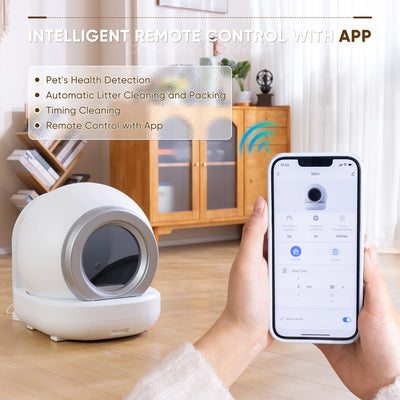 Automatic Self-Cleaning Cat Litter Box with Plastic Pad, with APP Control