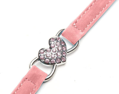 4 Soft Velvet Cat Adjustable Collars with Crystal Heart Charm and Bells 8-11 Inches(Black+Red+Pink+Blue)