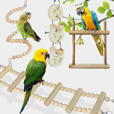 8PCS Set Combination Parrot/Birds Wood Toys and Enrichment