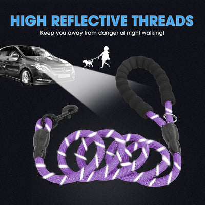 2 Packs 5FT Dog Leash with Comfortable Padded Handle and Highly Reflective 