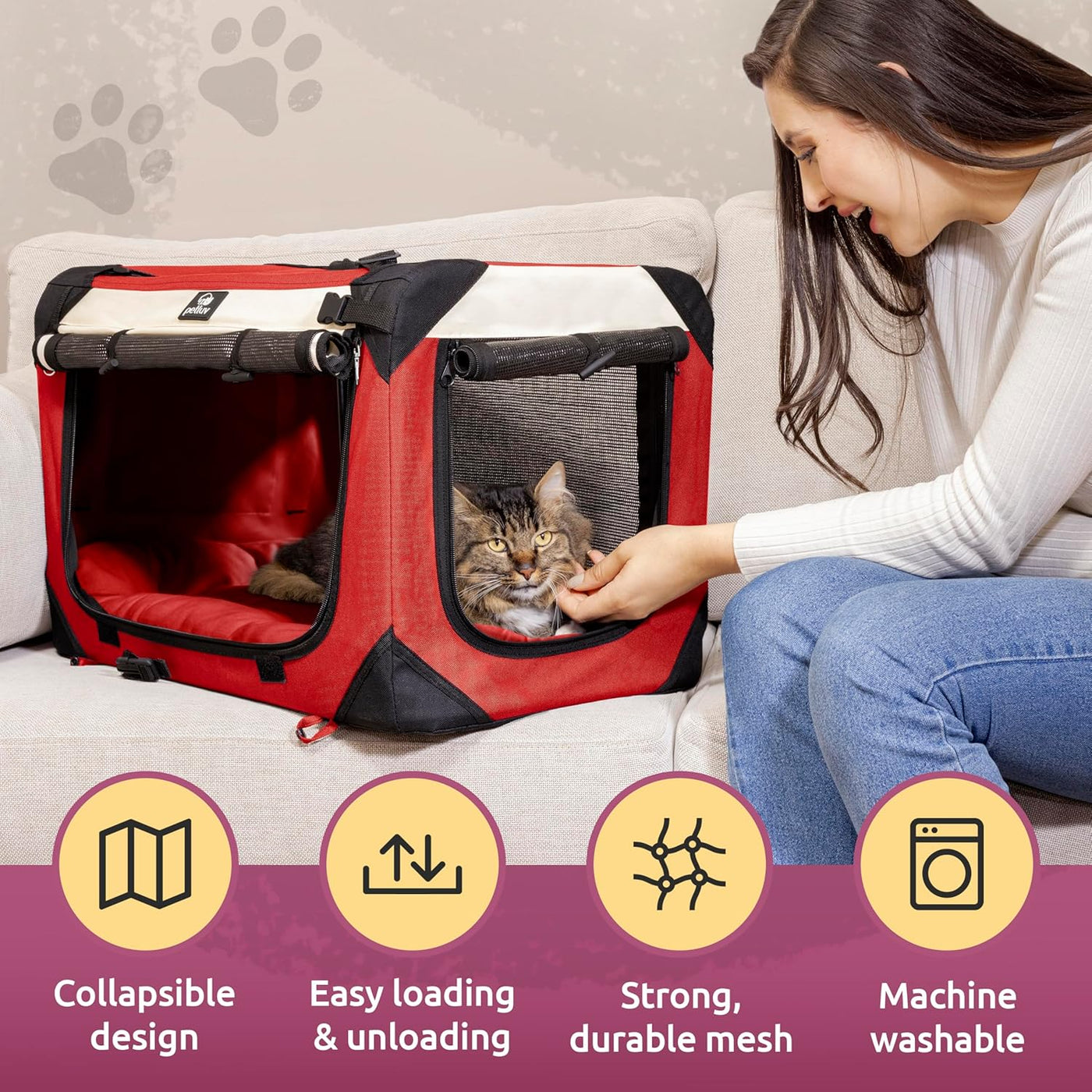 Large Cat Carrier & Dog Carrier for 2 Cats or Medium Dog. Soft Sided and Collapsible 