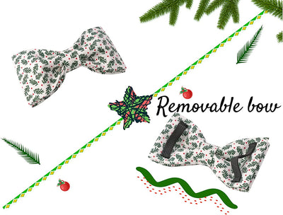 Elegant Little Tail Christmas Dog Collar, Pet Collar Soft with Comfy Bowtie Dog Collar Holiday Adjustable Pet Gift Collars for Small Medium Large Dogs