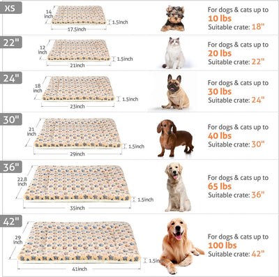 Dog Crate Pad - Ultra Soft Pet Bed with Cute Star Print, , Reversible Fleece Kennel Liner, Cat Bed 23 X 18 Inch Brown