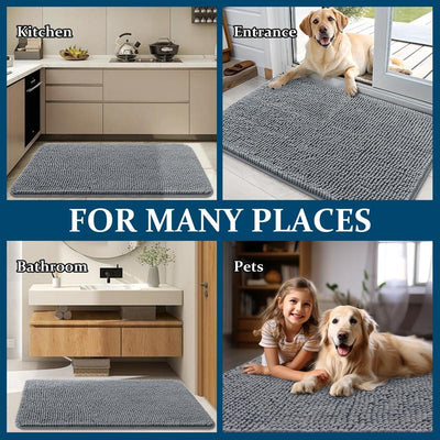 Dog Door Mat for Muddy Paws 30X20, Absorbs Moisture and Dirt (Grey)