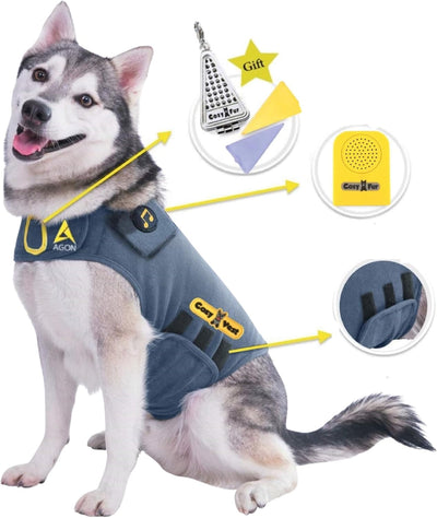 Cozyvest® Dog Anxiety Vest 3-In-1 Music & Aromatherapy Shirt, Relaxing Sound & Essential Oil Scent Jacket, Fireworks Thunder Separation & Thunderstorm Canine Stress Relief Coat (Gray, XL [65-110 Lbs])