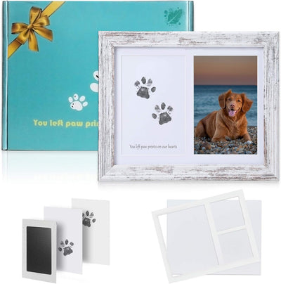 Dog Paw Print Kit Frame - Pet Memorial Picture Frame with Pawprints - Dog or Cat Paw Print Kit, Pet Keepsake Picture Frame for Pet Love Dog Memorial Gifts for Paw Print Frame, Sympathy Gift