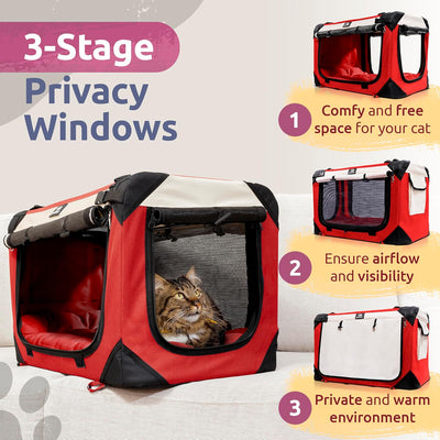 Large Cat Carrier & Dog Carrier for 2 Cats or Medium Dog. Soft Sided and Collapsible 