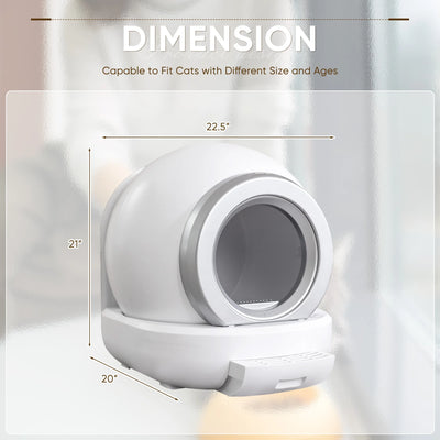 Automatic Self-Cleaning Cat Litter Box with Plastic Pad, with APP Control