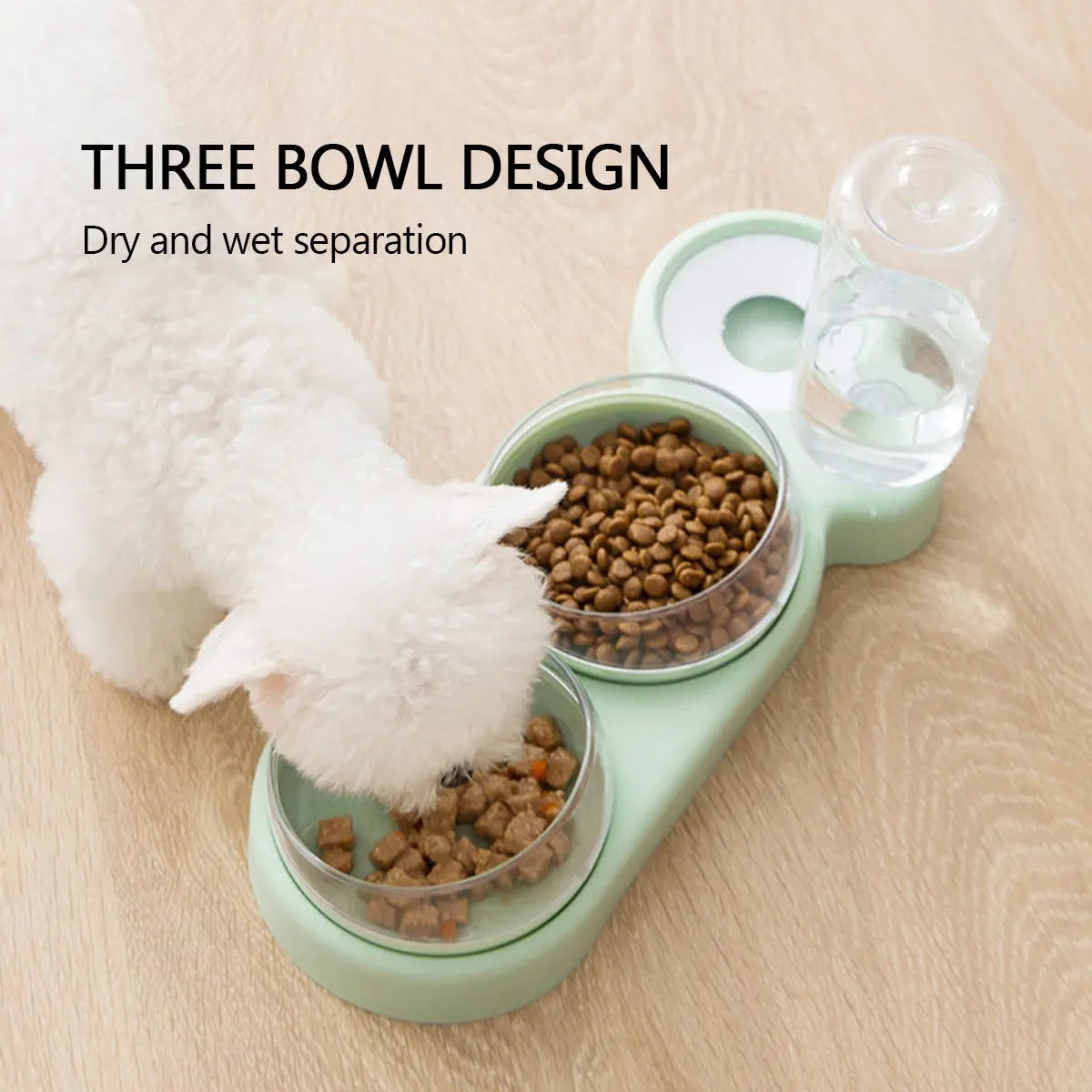 Pet Bowl Double Bowls Food Water Feeder with Auto Water Dispenser