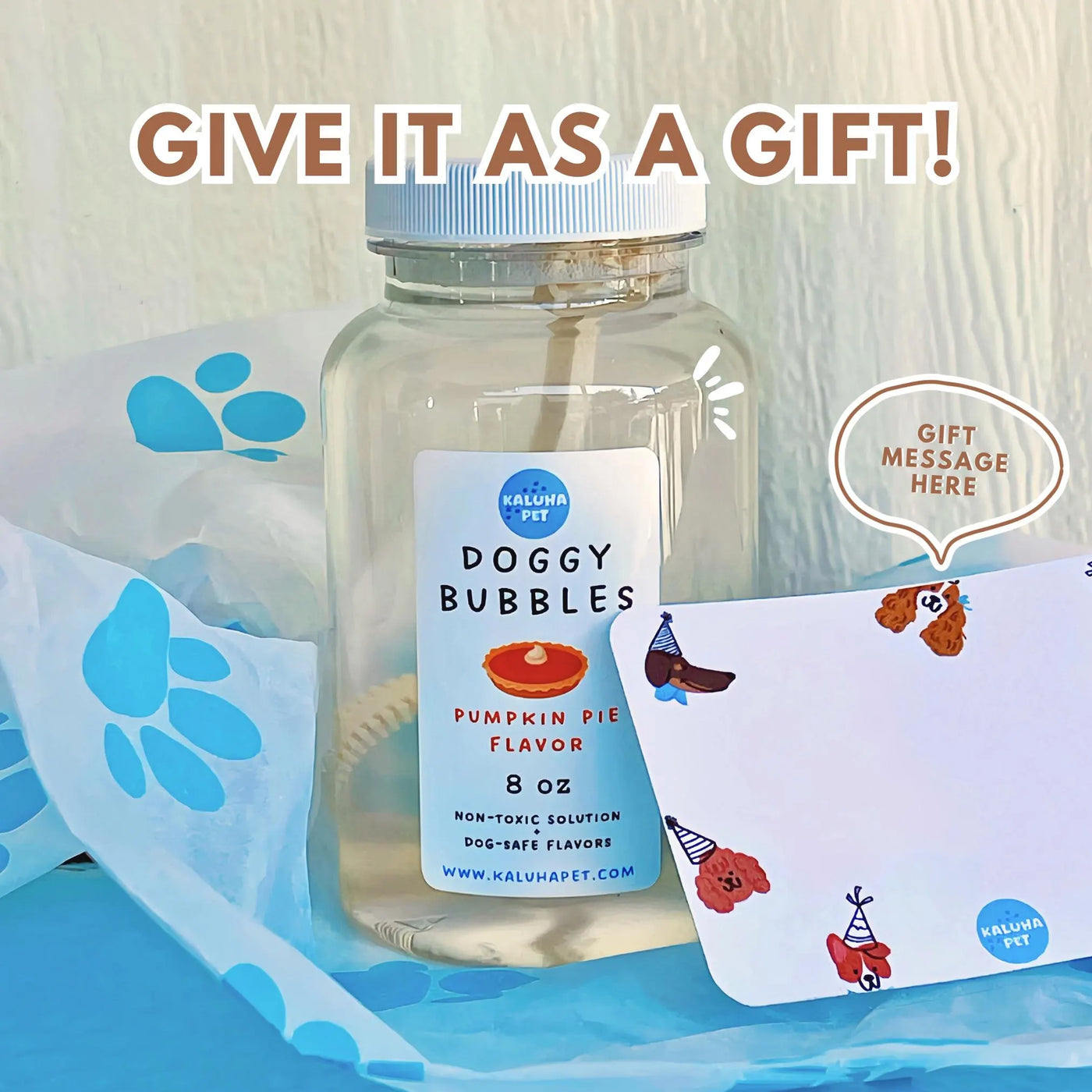 Gourmet Dog Bubbles - Flavored/Scented Pet Bubbles - Summer Puppy Enrichment Gift - Non-Toxic, Maple Bacon & Peanut Butter Flavor