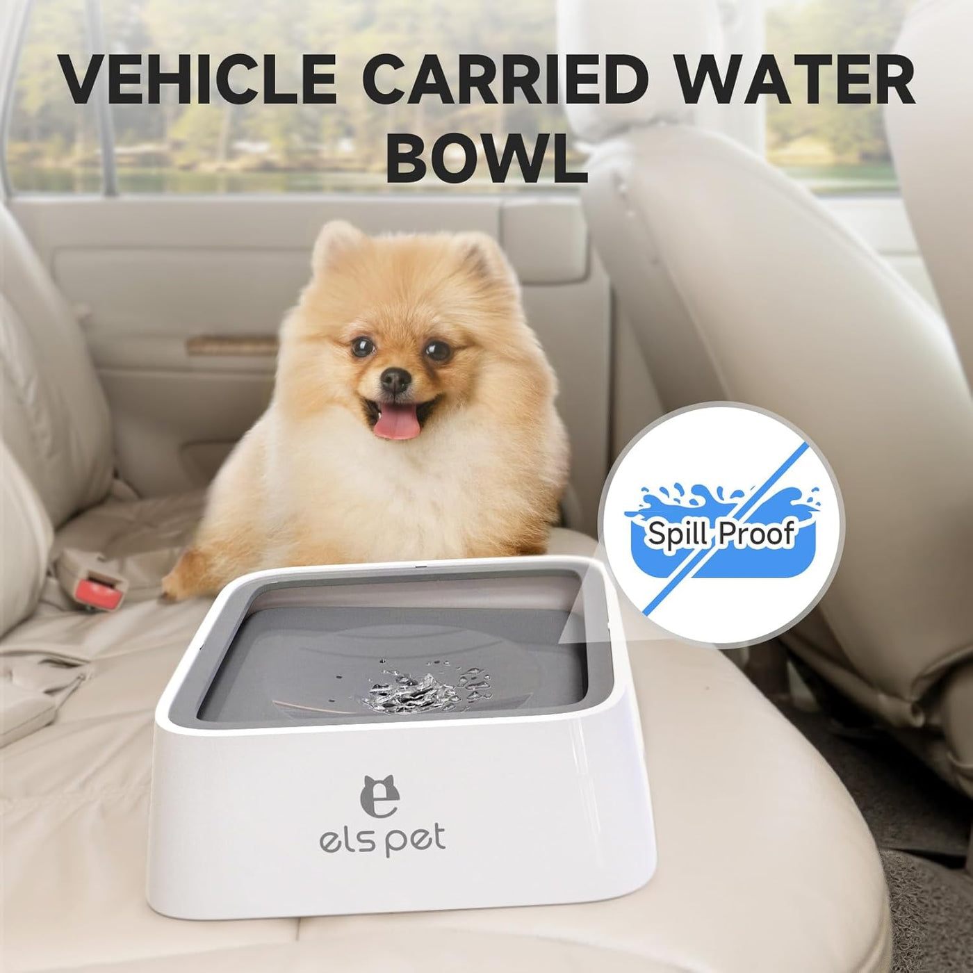 ELS PET No Spill Slow Water Feeder - Large Capacity 70Oz/2L (Grey)