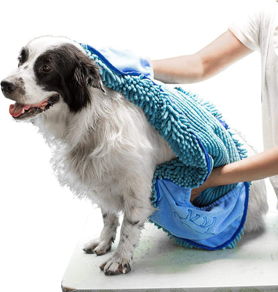 Quick Dry Towel for Dogs | Ultra Absorbent | Extra Large 35X15 Size for All Breeds | Comfortable Hand Pockets 