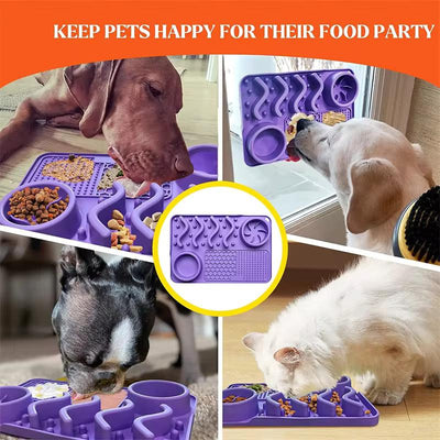 Slow Feeder 3 in 1 Dog Bowl & Licking Mat for Good Health & Mental Stimulation