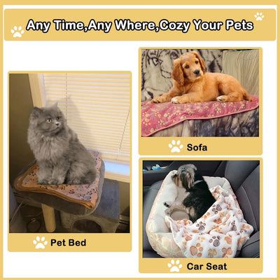 (3 Pack) Blankets Super Soft Fluffy Premium Fleece Pet Blanket Flannel Throw for Dog or Cat (23X16 Inch)
