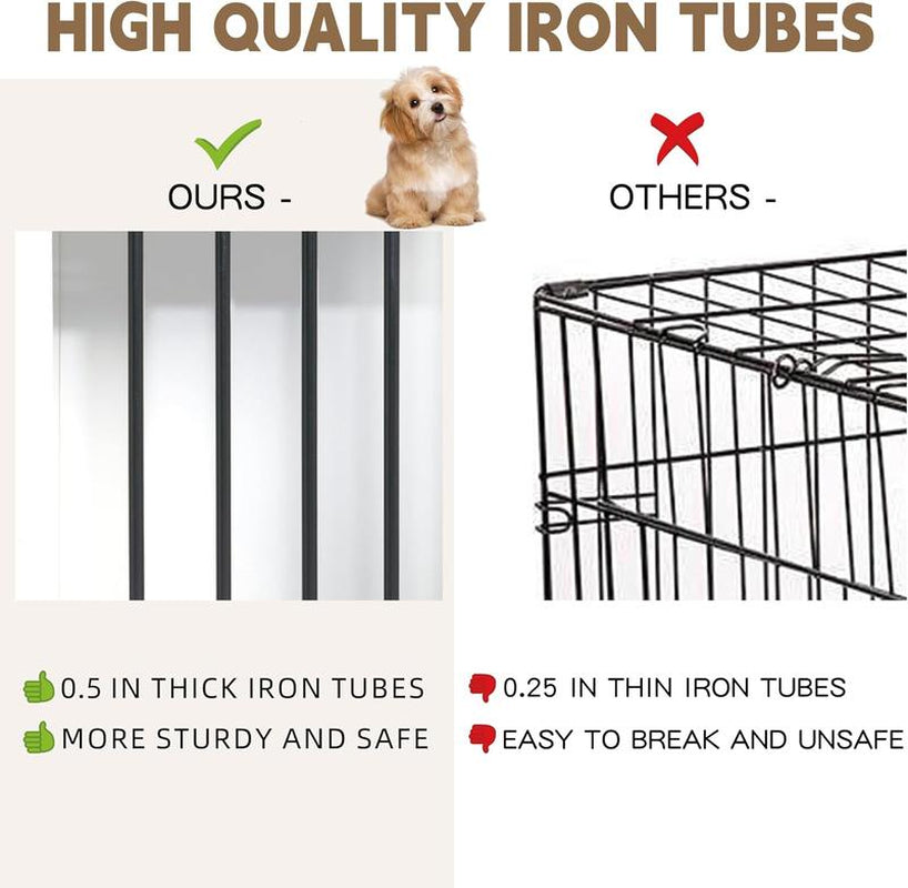 Dog Crate Furniture Large Breed Wooden Dog Kennel with Room Divider & 3 Drawer,Double Doors 