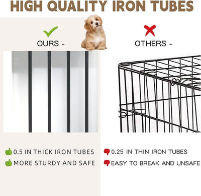 Dog Crate Furniture Large Breed Wooden Dog Kennel with Room Divider & 3 Drawer,Double Doors 