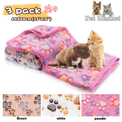 (3 Pack) Blankets Super Soft Fluffy Premium Fleece Pet Blanket Flannel Throw for Dog or Cat (23X16 Inch)