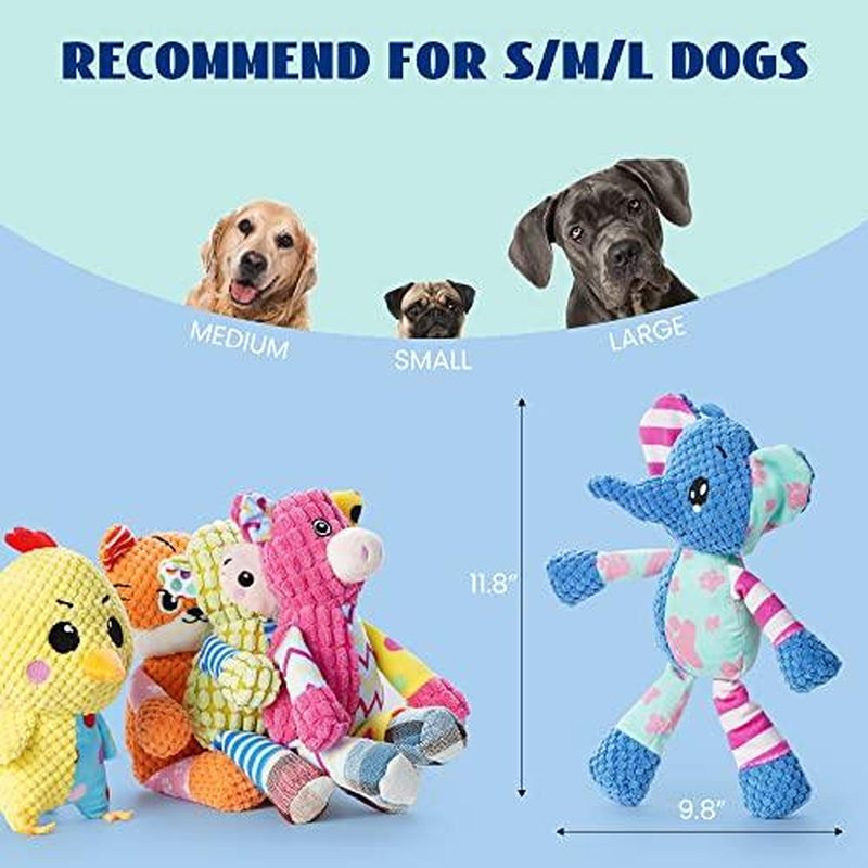 5 PCS Patchwork Fabric Plush Dog Toys Durable 