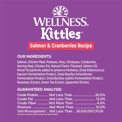 Kittles Crunchy Natural Grain Free Cat Treats, Salmon & Cranberries Recipe, All Life Stages, 6-Ounce Bag