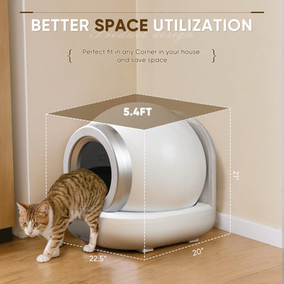Automatic Self-Cleaning Cat Litter Box with Plastic Pad, with APP Control