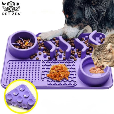 Slow Feeder 3 in 1 Dog Bowl & Licking Mat for Good Health & Mental Stimulation