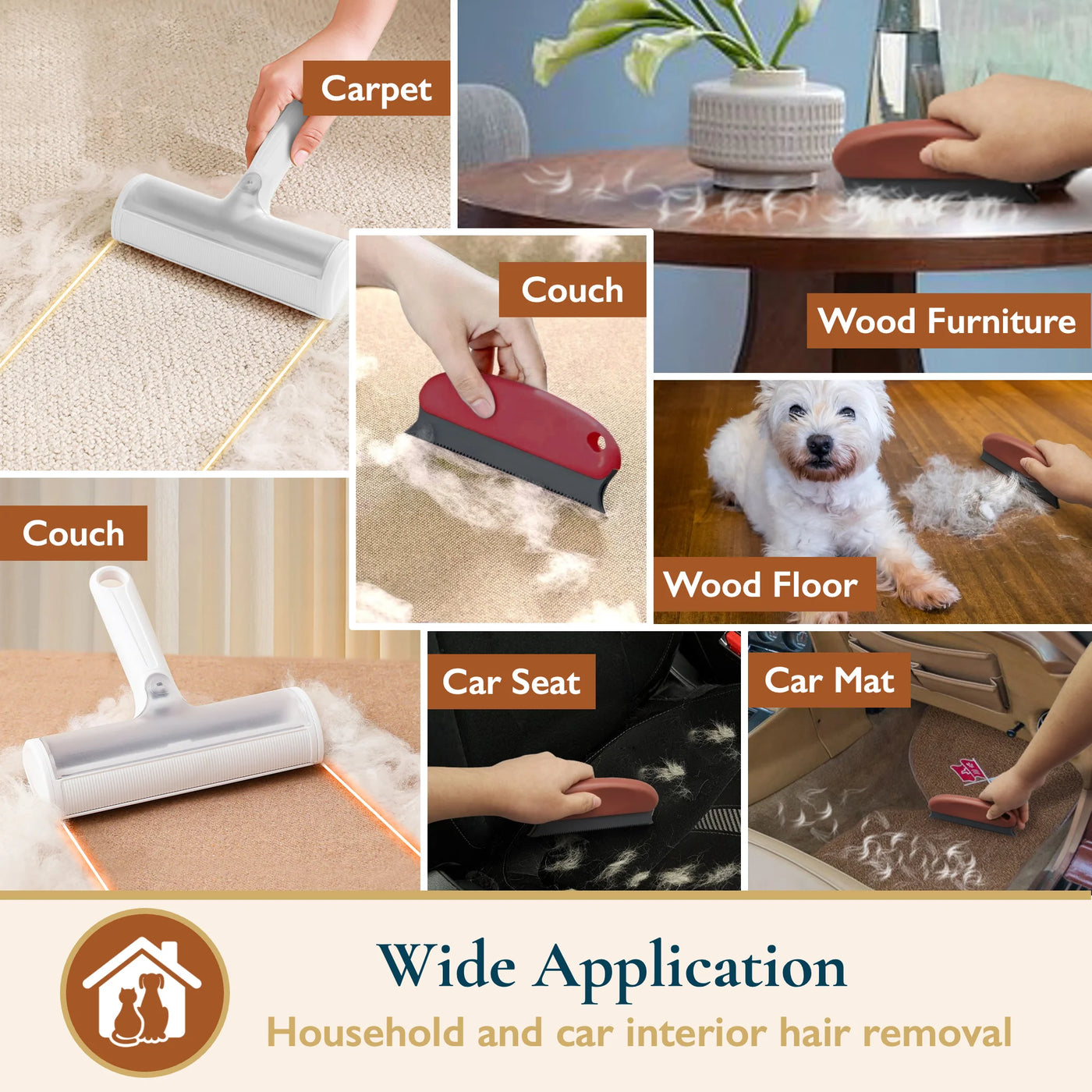 Pet Hair Remover - Pet Hair Roller & Detailer Set, Reusable Lint Roller 