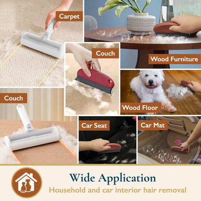 Pet Hair Remover - Pet Hair Roller & Detailer Set, Reusable Lint Roller 