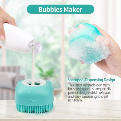 2Pack Dog Bath Brush Soft Silicone Pet Shampoo Massage Dispenser Grooming 