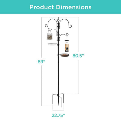 Best Choice Products 91In 4-Hook Bird Feeding Station, Steel Multi-Feeder Stand W/ 2 Feeders, Tray, Bird Bath