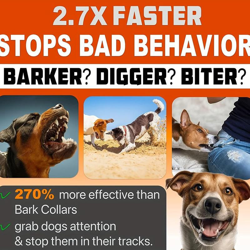 Rechargeable Dog Bark Control Tool, Handheld Dog Barking Deterrent with 3 Times Wave Transmitter & Range of 50 Feet, Professional Dog Training Solution, Pet Gear, Camping Gear