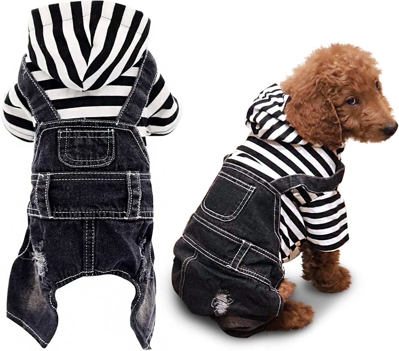 SILD Pet Denim Jumpsuit Dog Jeans Hoodies Cool Blue Coat Medium Small Dogs Classic Jacket Puppy Blue Vintage Washed Vests (L)