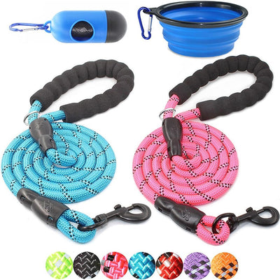 2 Packs 5FT Dog Leash with Comfortable Padded Handle and Highly Reflective 
