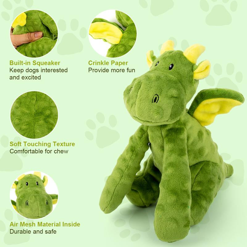 Anyask 2PCS Durable Squeaky Dog Toy, Plush Stuffed Animal with Crinkle Paper for Interactive Play, Plush Tug of War Toy Keeps Dogs Busy and Helps Puppies with Teething, Perfect for Small, Medium Dog, Not Suitable for Strong, Aggressive Chewers Dogs