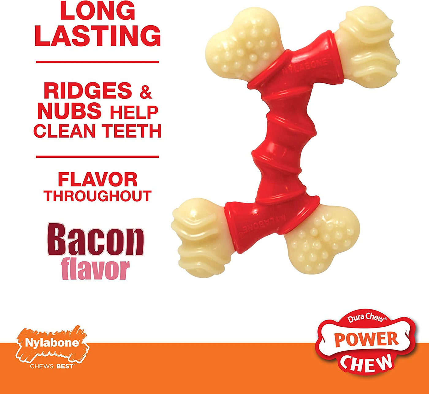 Power Chew Toy for Dogs, Dog Toys for Aggressive Chewers, Bacon Flavor, X-Large