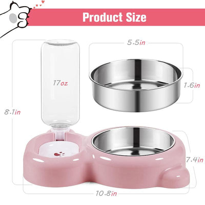Pet Feeding Set with Water Dispenser and Stainless Steel Bowls for Dogs and Cats