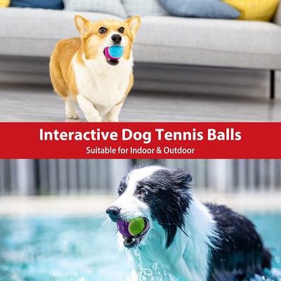(3 Pack)Tennis Balls for Dogs, Squeaky Dog Tennis Balls for Exercise, High Bouncy Dog Balls Bright Colors 2.5 Inches