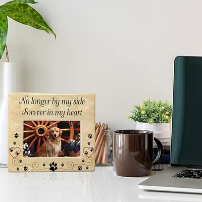 Pet Memorial Ceramic Picture Frame - No Longer by My Side Forever in My Heart -