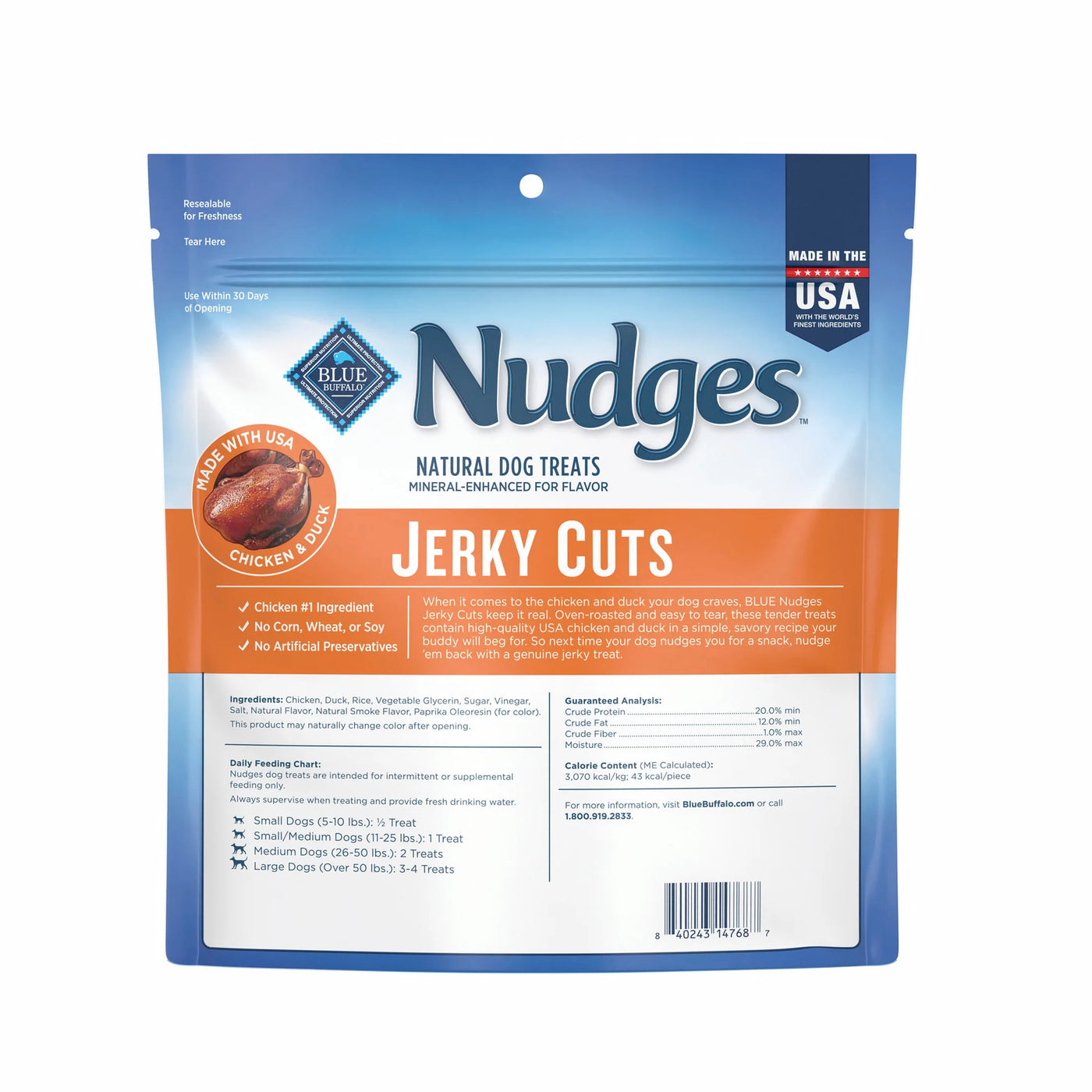 Nudges Jerky Cuts Dog Treats Made with Real Chicken & Duck, 8-Oz. Bag
