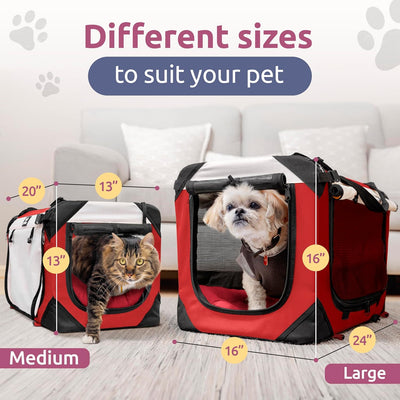 Large Cat Carrier & Dog Carrier for 2 Cats or Medium Dog. Soft Sided and Collapsible 