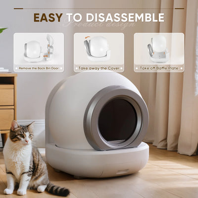 Automatic Self-Cleaning Cat Litter Box with Plastic Pad, with APP Control