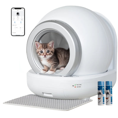 Automatic Self-Cleaning Cat Litter Box with Plastic Pad, with APP Control