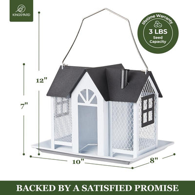 Kingsyard Bird Feeder House for Outside, Metal Mesh Wild Bird Feeder with Triple Feeders for Finch Cardinal Chickadee, Large Capacity, Weatherproof and Durable