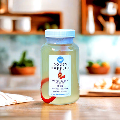 Gourmet Dog Bubbles - Flavored/Scented Pet Bubbles - Summer Puppy Enrichment Gift - Non-Toxic, Maple Bacon & Peanut Butter Flavor